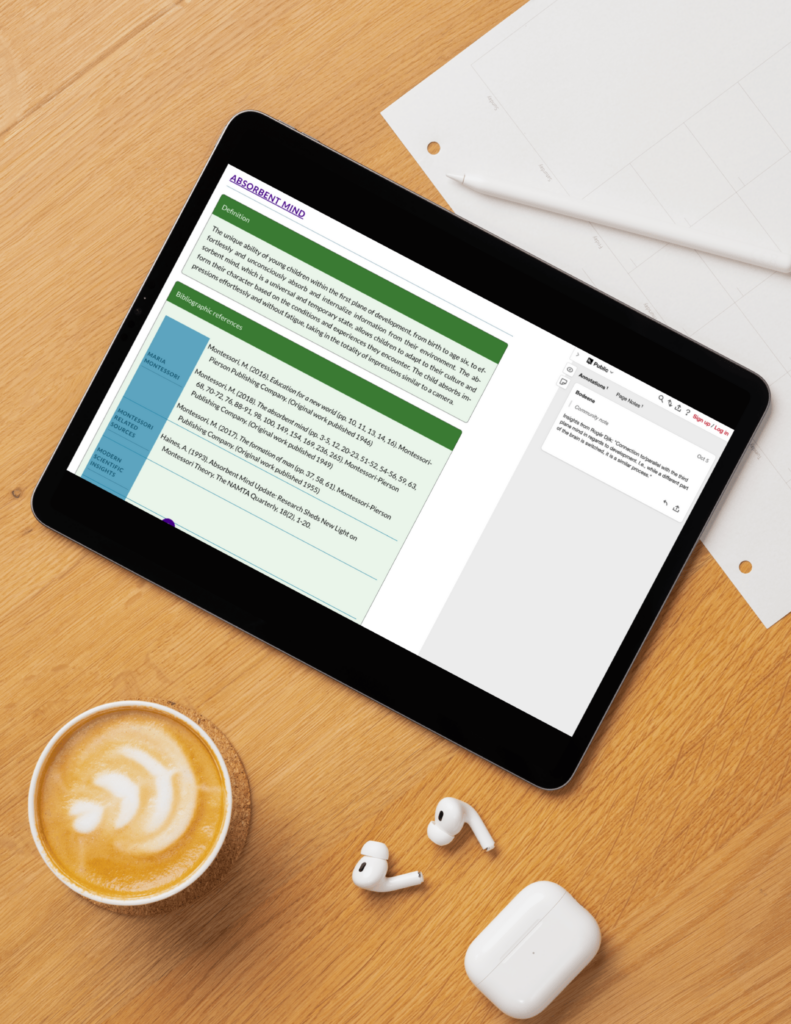 montessori_glossary_vocabulary_term photo of tablet displaying the glossary